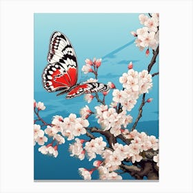 Cherry Blossom Butterfly Japanese Style Painting 2 Canvas Print