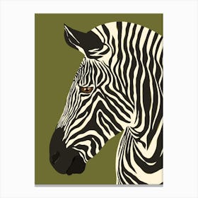 Jungle Safari Zebra on Green Canvas Print