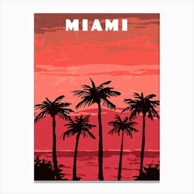 Miami, USA — Retro travel minimalist poster Canvas Print