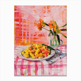 Pink Breakfast Food Scrambled Tofu 3 Canvas Print