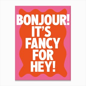 Bonjour It's Fancy For Hey! Pink + Red Print Canvas Print