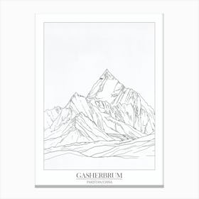 Gasherbrum Pakistan China Line Drawing 8 Poster 1 Canvas Print