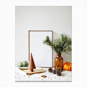 Frame With Pine Cones Canvas Print