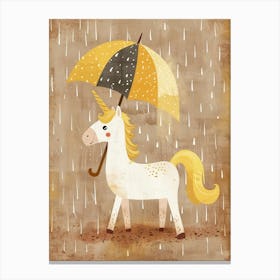 Unicorn Under An Umbrella Muted Pastels 1 Canvas Print