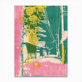 Gion District Duotone Silkscreen 2 Canvas Print