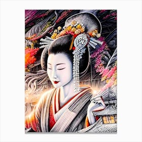 Japan Traditional Geisha Illustration By Ad 65 Canvas Print