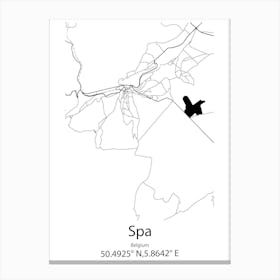 Spa,Belgium Minimalist Map Canvas Print