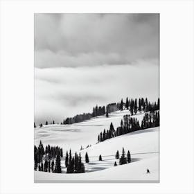 La Plagne, France Black And White Skiing Poster Canvas Print