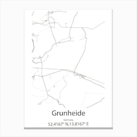 Grunheide,Germany Minimalist Map Canvas Print