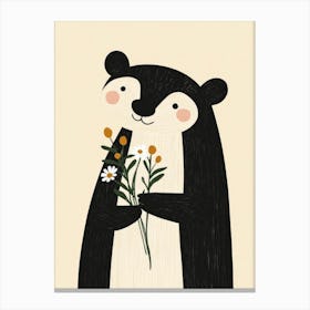 Bear With Flowers Canvas Print