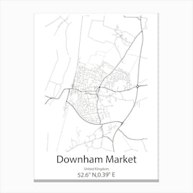 Downham Market,United Kingdom Minimalist Map Leinwandbild