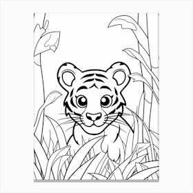 Line Art Jungle Animal Sumatran Tiger 3 Canvas Print