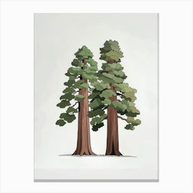 Redwood Tree Pixel Illustration 3 Canvas Print