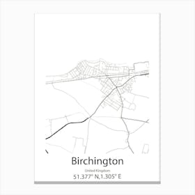 Birchington,United Kingdom Minimalist Map Canvas Print