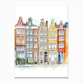 Watercolor Houses In Amsterdam Canvas Print