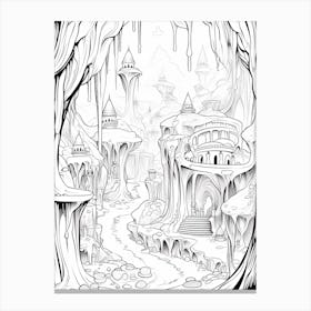 The Cave Of Wonders (Aladdin) Fantasy Inspired Line Art 1 Canvas Print