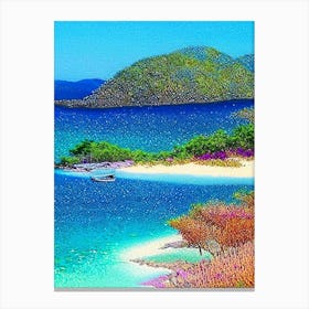 Great Keppel Island Australia Pointillism Style Tropical Destination Canvas Print