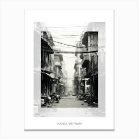 Poster Of Hanoi, Vietnam, Black And White Old Photo 4 Canvas Print