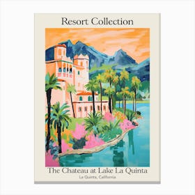 Poster Of The Chateau At Lake La Quinta   La Quinta, California   Resort Collection Storybook Illustration 2 Canvas Print