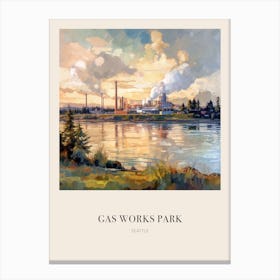 Gas Works Park Seattle 2 Vintage Cezanne Inspired Poster Canvas Print