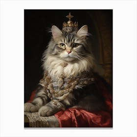 Cat With A Crown Rococo Style  4 Canvas Print