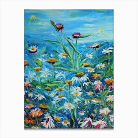Echinacea Floral Print Bright Painting Flower Canvas Print