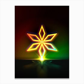 Neon Geometric Glyph in Watermelon Green and Red on Black n.0288 Canvas Print
