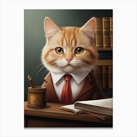 Cat In Business Suit Canvas Print