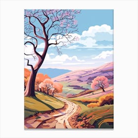 Peak District National Park England 3 Hike Illustration Canvas Print