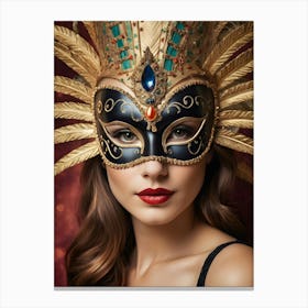 A Woman In A Carnival Mask (13) Canvas Print
