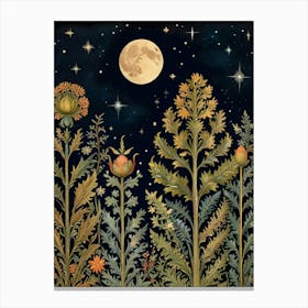 Moonlight In The Garden Style William Morris 1 Art Print 9 Canvas Print