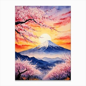 Cherry Blossoms At Sunset Canvas Print