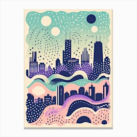 Chicago In Risograph Style 2 Canvas Print