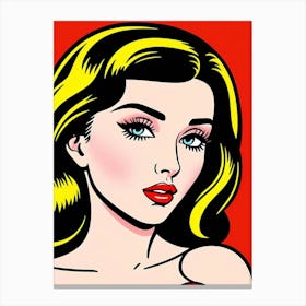 Neon Aura: The Pop Art Beauty of a Woman's Stare Pop Art Canvas Print