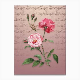 Vintage Ever Blowing Rose Botanical on Dusty Pink Pattern n.1302 Canvas Print