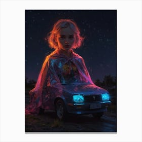 Girl In The Car Canvas Print
