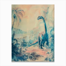 Dinosaur Storybook Pastel Watercolour Painting 2 Canvas Print