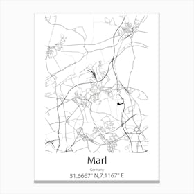 Marl,Germany Minimalist Map Canvas Print