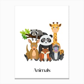 57.Beautiful jungle animals. Fun. Play. Souvenir photo. World Animal Day. Nursery rooms. Children: Decorate the place to make it look more beautiful. Canvas Print