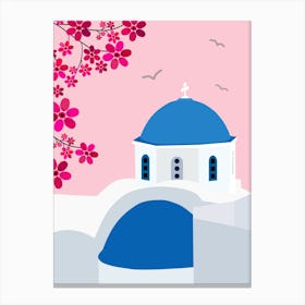 Santorini | 02 - Pink Canvas Print