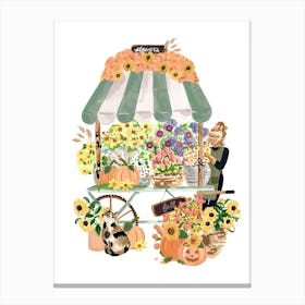 Fall Flower Cart Canvas Print