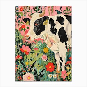 Floral Animal Painting Cow 3 Canvas Print