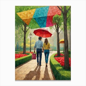 Couple Walking In The Park Canvas Print Canvas Print