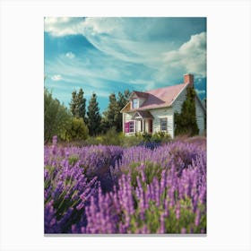 Lavender Field With House Canvas Print