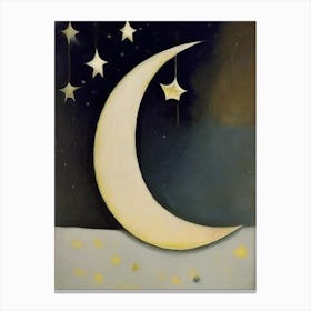 Crescent Moon And Star Symbol Abstract Painting Canvas Print