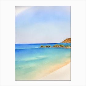 Elafonisi Beach, Crete, Greece Watercolour Canvas Print