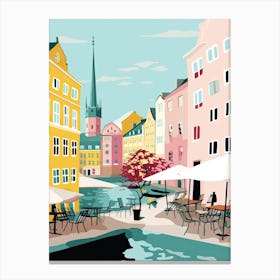 Gothenburg, Sweden, Flat Pastels Tones Illustration 1 Canvas Print