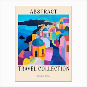 Abstract Travel Collection Poster Santorini Greece 3 Canvas Print