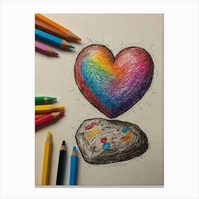 Heart With Colored Pencils 13 Canvas Print