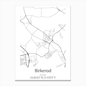 Birkerod,Denmark Minimalist Map Canvas Print